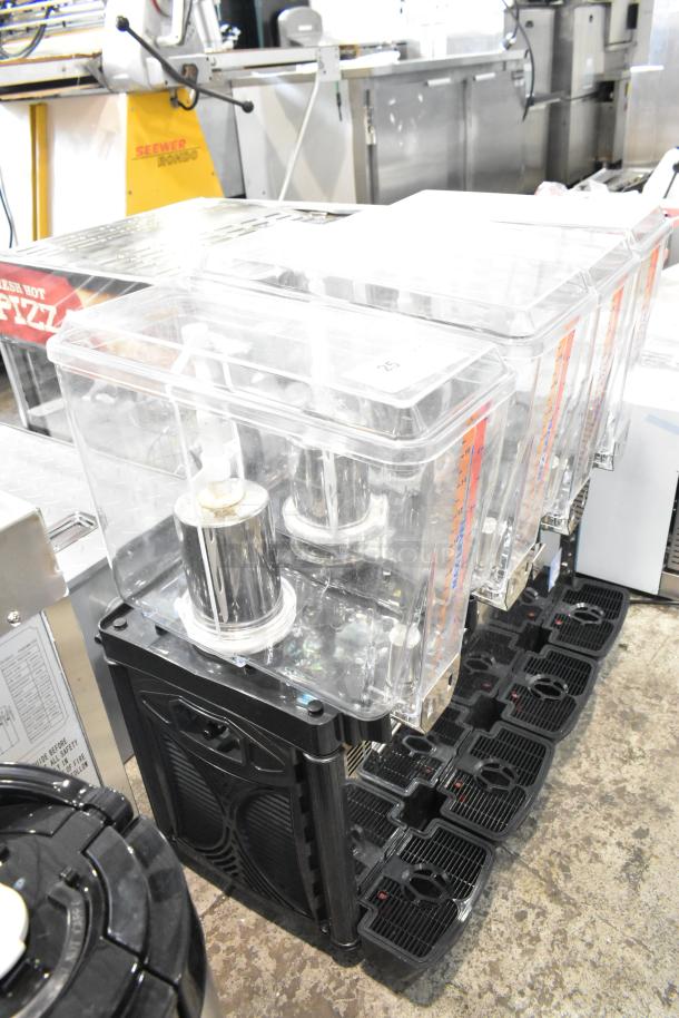 Brand new Carnival King Jetcof 480M 382RBD5G4 refrigerated dispenser, stainless steel, quadruple 5-gallon bowls, 115 volts.