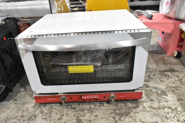 Avantco 177CO16 stainless steel half-size countertop convection oven, 1.5 Cu. Ft. New with minor scratches, 120V, 1 phase.