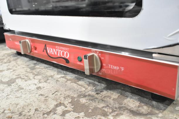 Brand new Avantco 177CO16 stainless steel convection oven, 1.5 cu. ft., 120V. Scratch and dent, controls visible.