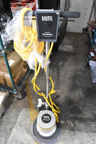 BRAND NEW Lavex DP-1334 Floor Cleaning Machine, heavy duty, 120V, bright yellow cord, minor cosmetic scratches.