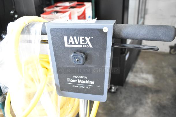 Brand new Lavex DP-1334 Heavy Duty Floor Cleaning Machine, 120V, with minor scratches. Features industrial design.