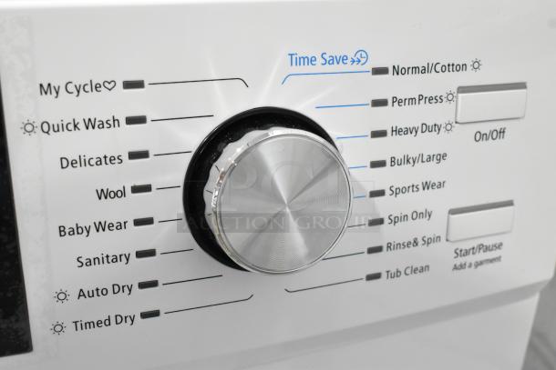 KoolMore FLC-3CWH washer & dryer combo dial displaying various settings like Quick Wash, Normal, and Delicates.
