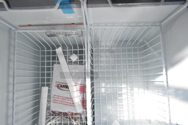 BRAND NEW KoolMore MCF-6C ice cream freezer, 26 in., on commercial casters. Features broken glass sliding door. 115V, 1 Phase.