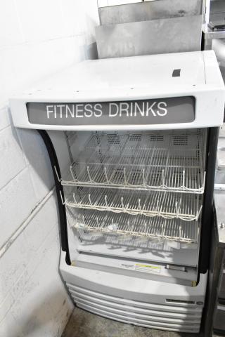 Beverage Air BZ13-1-W Grab N Go Merchandiser; metal, open shelves, label "Fitness Drinks," 115 volts, 1 phase.
