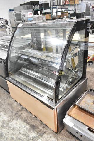 Cooltech metal commercial refrigerated display case with broken side glass pane. 120 volts, 1 phase, floor style.