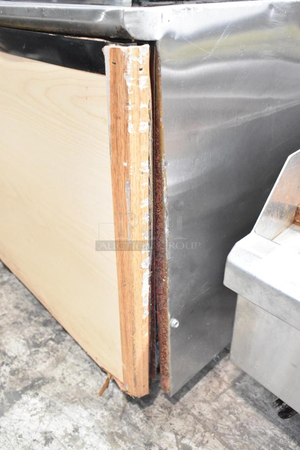 Cooltech metal commercial refrigerated display case with broken glass on side pane, 120 volts, 1 phase.
