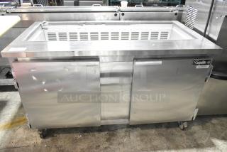Leader ESLM60S/C stainless steel commercial prep table on casters. Features include 115 volts, 1 phase. Good condition.