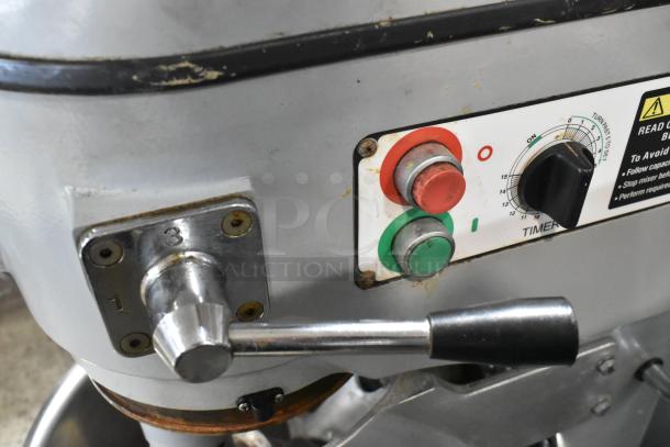 Centaur metal commercial planetary dough mixer with stainless steel bowl, whisk, and control panel. 208 volts. Used condition.