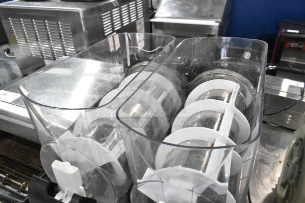 Bunn ULTRA-2 slushie machine, stainless steel, double hopper, commercial use. No lids, visible signs of wear.
