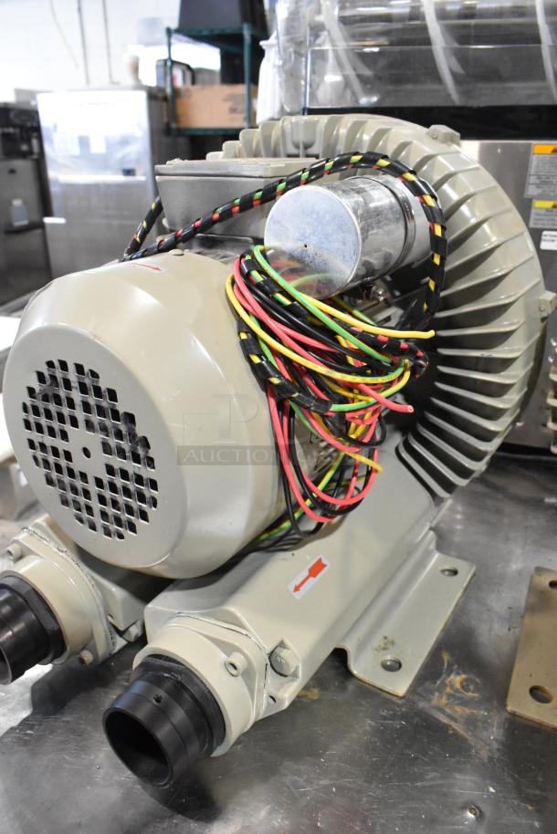 Emore Horn EHS-429 Motor, 220-240V, 1 Phase, featuring multi-colored wiring, mounted on a metal base.