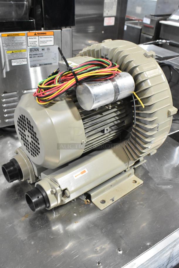Emore Horn EHS-429 Motor, 220-240V, 1 Phase, with visible wiring and capacitor, in good condition.