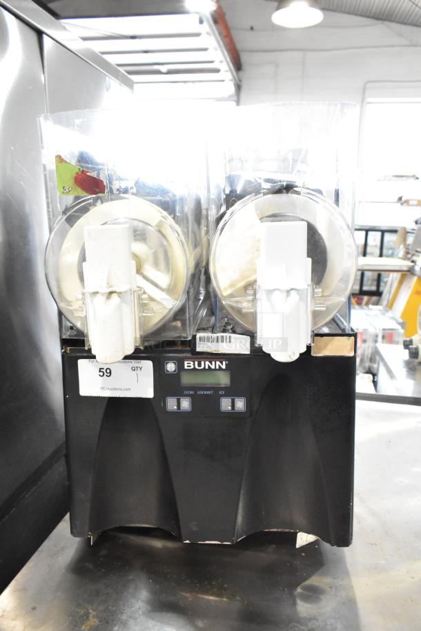 2020 Bunn ULTRA-2 slushie machine, stainless steel, double hopper, no lids, 120V, commercial-grade, good condition.