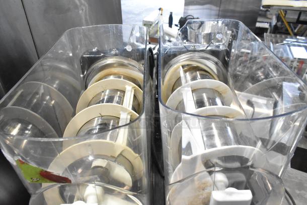 2020 Bunn ULTRA-2 stainless steel double hopper slushie machine, no lids, 120 volts, 1 phase, visible augers.