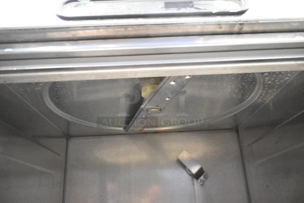 Hobart LX18H stainless steel commercial undercounter dishwasher interior. 120/208V, 1 phase. Clean condition.
