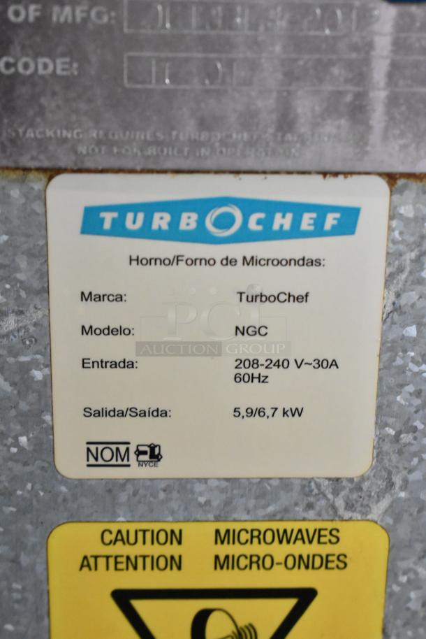 Turbochef NGC stainless steel rapid cook oven, 208/240V, on equipment stand with casters, commercial use.