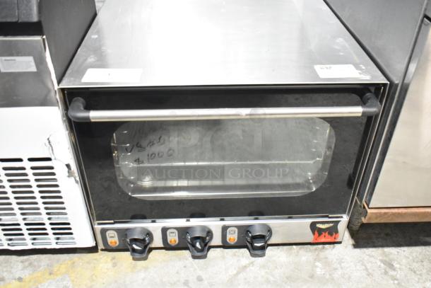 Vollrath COA 7002 stainless steel commercial countertop convection oven, electric, 120V, control knobs, glass door.