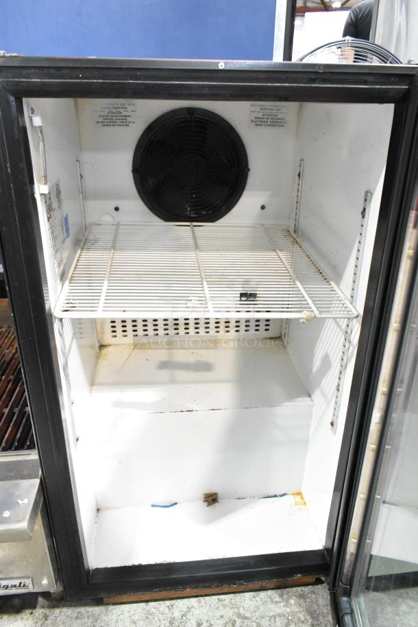 Imbera VR06 commercial single door mini cooler, metal construction, 115 volts, interior fan, wire shelving, clean.