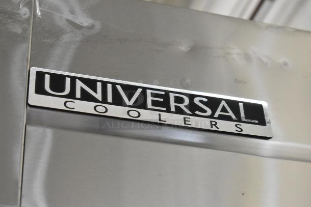 Universal Coolers RIFI-30 stainless steel commercial freezer, single door, poly coated racks, on commercial casters.