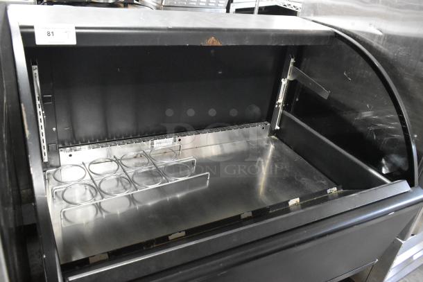 Federal Metal Commercial Grab N Go Merchandiser, floor style, horizontal, minor wear on top, open front design for easy access.
