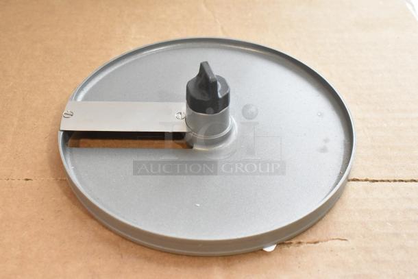 Brand new Robot Coupe E10 S3/8 metal slicing blade for food processor, slight scratch, durable metal construction.