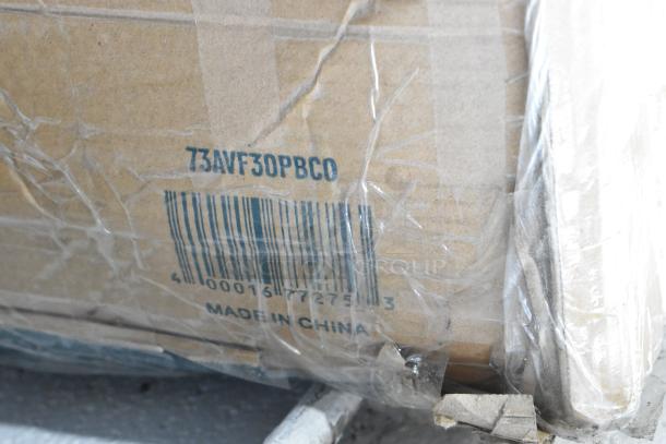 BRAND NEW 73AVF30PBCO Boltic 30" 3-Speed Oscillating Pedestal Fan, 6,750-8,100 CFM, 120V, in original packaging with scratches and dents.