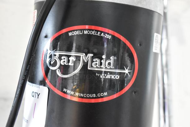 BRAND NEW SCRATCH AND DENT Bar Maid A-200 Upright Bar Glass Washer, Black, 115 Volts, 1 Phase, with visible model and branding label.