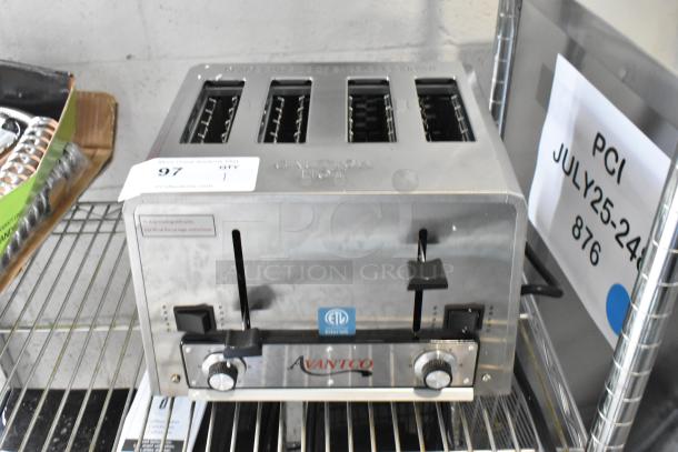Brand new Avantco 184THD27208 medium-duty commercial toaster. Features 4 wide 1.5" slots. Scratch and dent. 208V, 1 phase.
