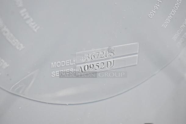 Model and series detail of Proctor Silex 43672PS drip coffee maker, emphasizing brand new scratch and dent condition.