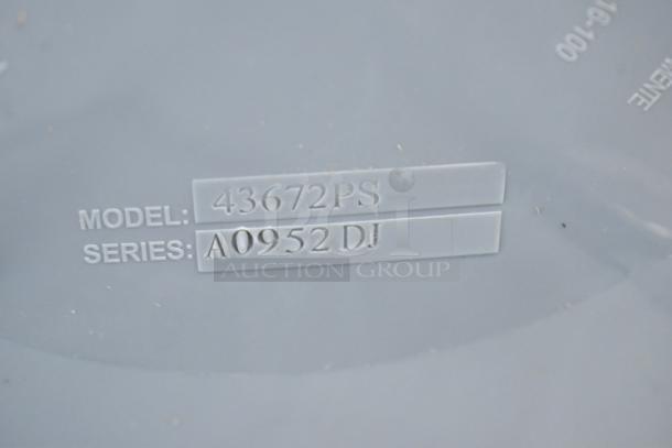 Proctor Silex 43672PS model label showing series A0952DJ on a coffee maker.