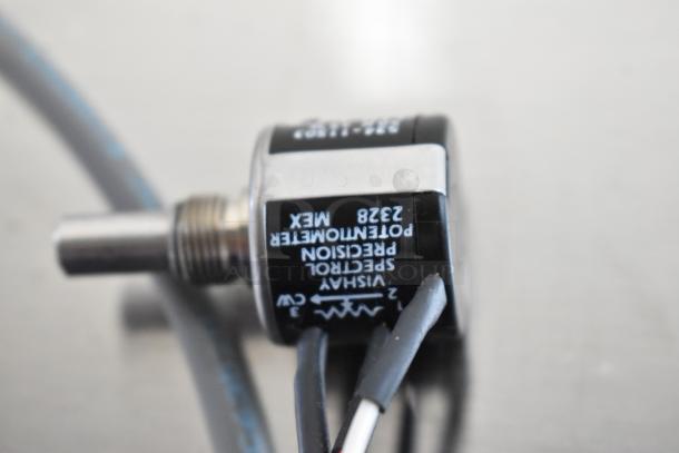 Visi-Şay precision control potentiometer 2328, labeled with specifications, wires attached, in new condition.