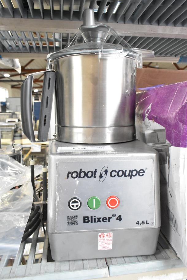 Brand new Robot Coupe Blixer 4 food processor, 4.7 qt stainless steel bowl, 1.5 hp, includes bowl, lid, and S blade.