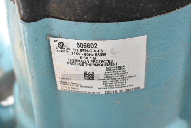 BRAND NEW SCRATCH AND DENT! 506602 HT-6EN-CIA-FS Submersible Pump, 115V, 1 Phase, thermally protected, label visible.