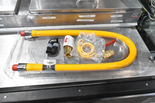 Brand new Regency 600GKM3448 48" gas connector hose kit with elbows, valve, restraining device, and quick disconnect, 3/4".