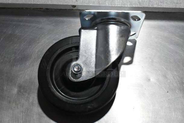 Lot of 8 commercial casters, brand new with minor scratches. Includes model 351302090155. Sturdy metal frame, black rubber wheel.