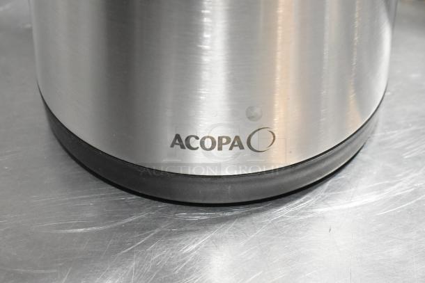 BRAND NEW Acopa Stainless Steel Air Pot with minor scratches and dents. Features durable construction and Acopa logo.