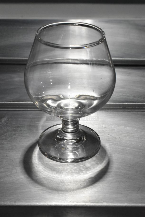 Acopa Select 9 oz. Brandy Snifter, clear glass, sturdy base, customizable, new condition, part of auction set.
