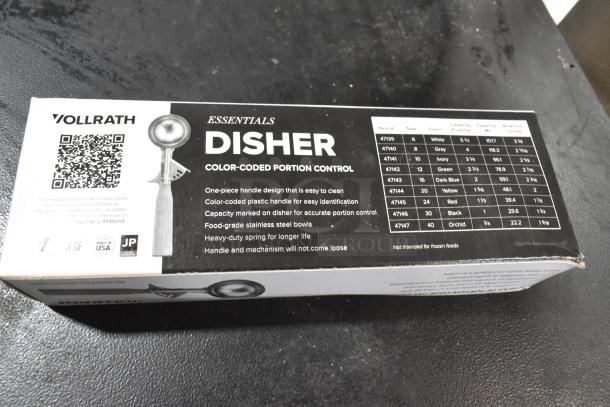 5 Brand New Vollrath 47143 Jacob's Pride® #16 Blue Thumb Press Disher, 2 oz, scratch and dent, original packaging.