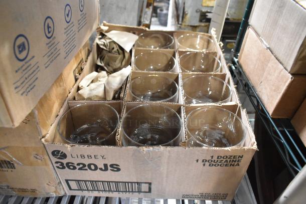 Box of 12 Libbey 3620JS 16 oz. Cactus Margarita Glasses, new condition, visible packaging.