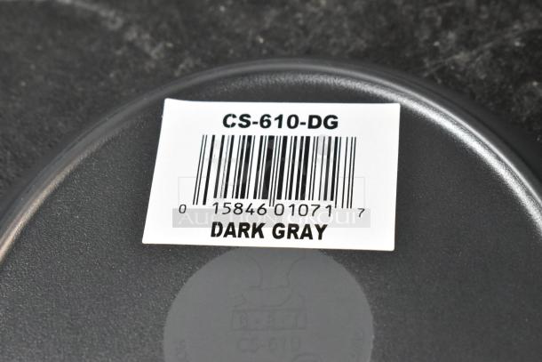 CS-610-DG GET Enterprises dark gray melamine plate with barcode label visible, new condition.