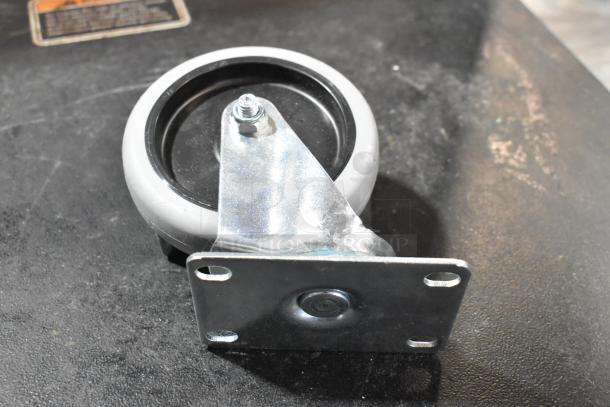 Brand new commercial caster, swivel plate, metal and rubber, visible scratch and dent, lot of 4 available.