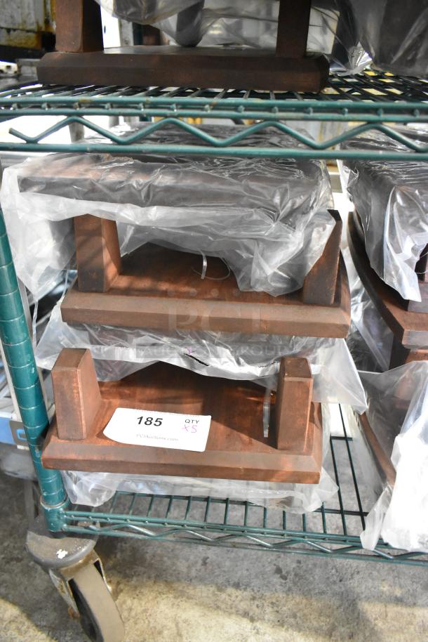 5 Valor 16"x11 7/8"x4 1/8" Rubberwood Display Stands, Rustic Chestnut, New with minor scratches, auction lot #185, Qty 5.