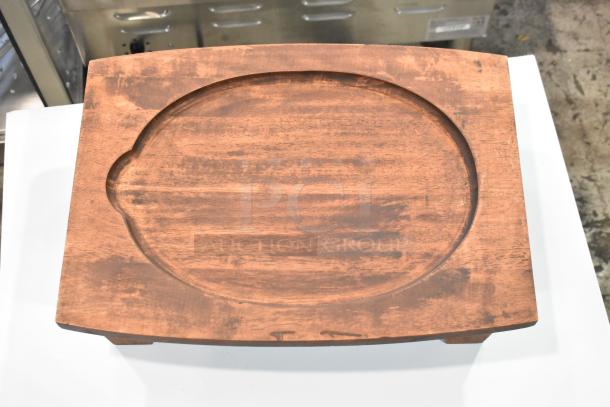 Brand new Valor rubberwood display stand, 16" x 11 7/8" x 4 1/8", rustic chestnut finish, scratch and dent condition.