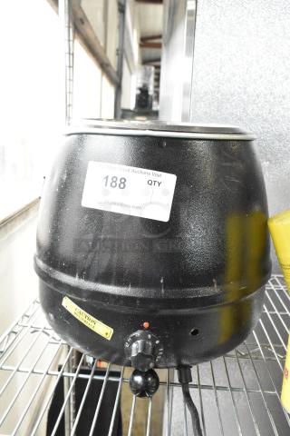 Thunder Group SEJ30000C metal soup kettle warmer, 120 volts, 1 phase, with temperature dial. Used condition. Item No. 188.