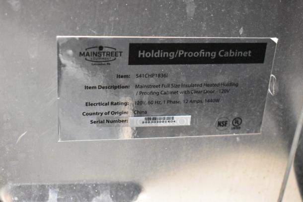 Mainstreet 541CHP1836I full-size insulated heated holding/proofing cabinet with clear door, 120V, 1 phase. Brand new.