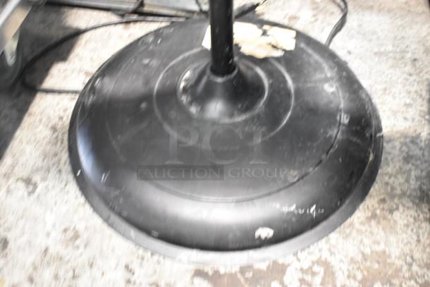 HDX SFSD1-500B3W metal floor fan base, black, scratched surface, 120V, 1 phase, sturdy pedestal design.