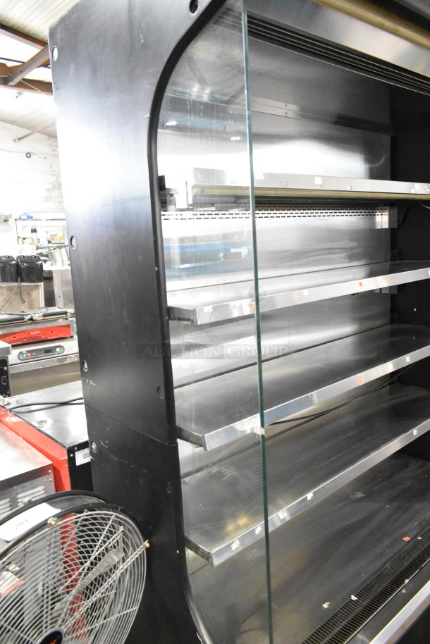 Turbo Air TOM-50B open merchandiser, metal shelves, floor style, 120V, 1 phase, commercial use, good condition.