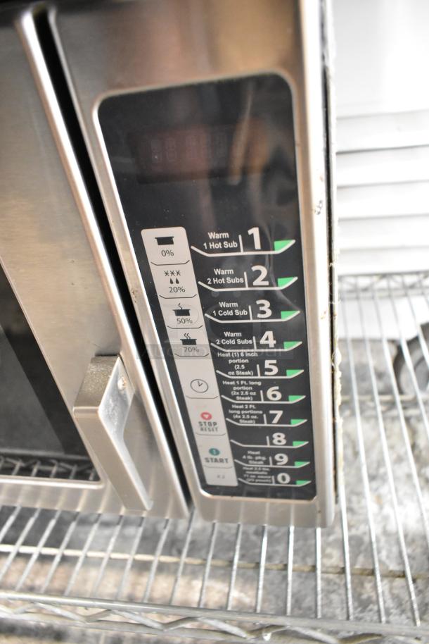 2016 Menumaster RFS12TSW stainless steel commercial microwave oven, 120V, 1 phase, keypad controls, good condition.