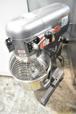 Avantco 177MX20H Metal Commercial Countertop 20 Quart Planetary Dough Mixer w/ Stainless Steel Mixing Bowl, Bowl Guard, Whisk, Paddle and Dough Hook Attachments. 120 Volts, 1 Phase. - Item #1201319