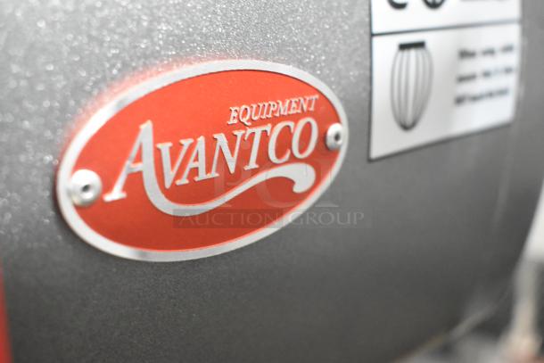 Avantco 177MX20H commercial mixer, features brand label. Includes stainless steel bowl, guard, whisk, paddle, hook.