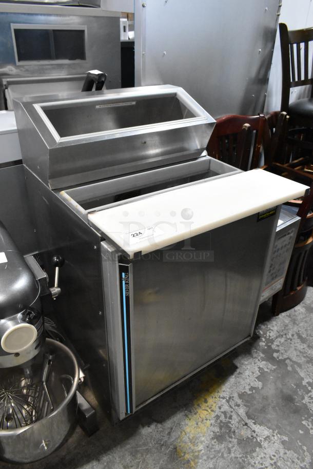 Silver King SKF2A stainless steel commercial prep table, 115 volts, 1 phase, featuring a cutting board and storage space.